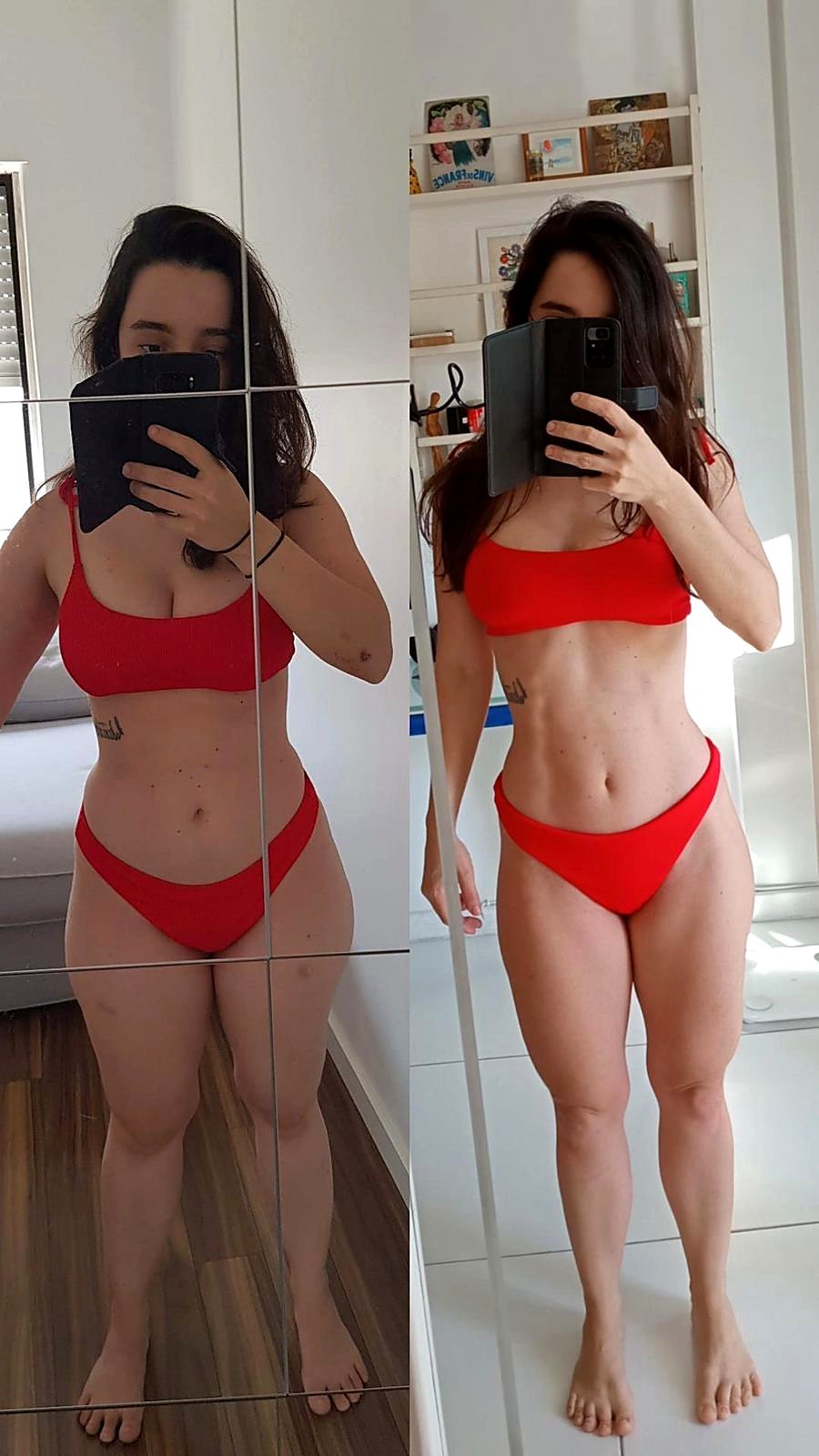 Antes e depois de aluna