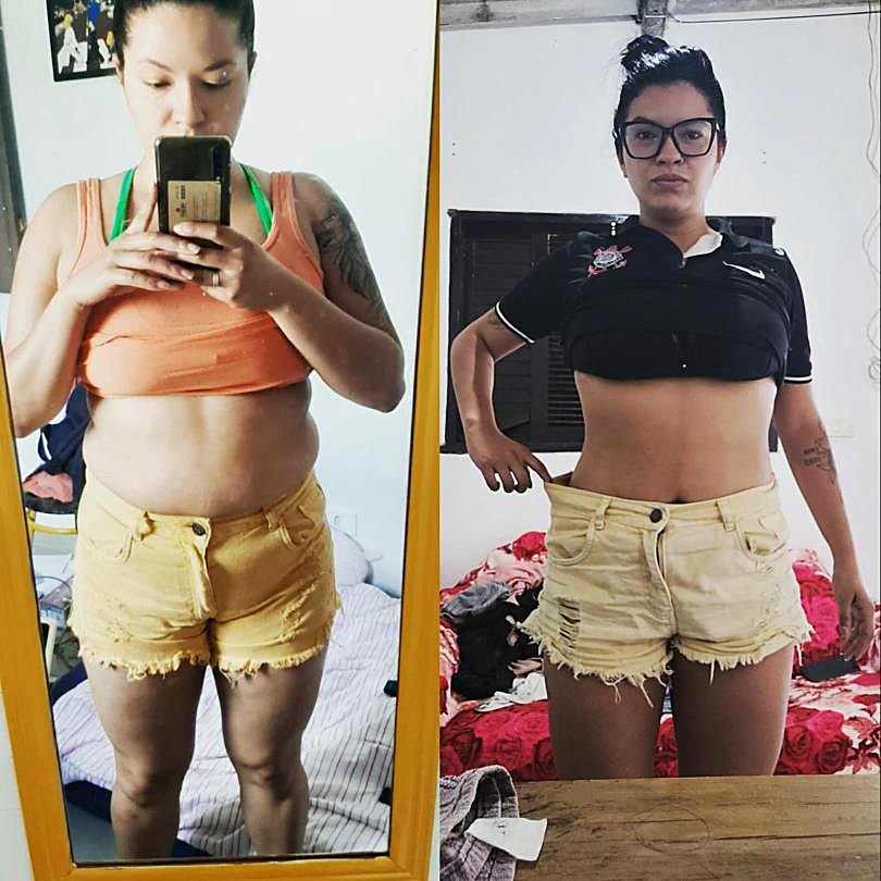 Antes e depois de aluna