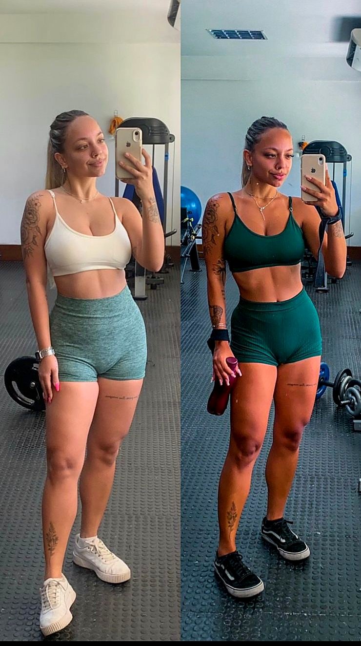 Antes e depois de aluna