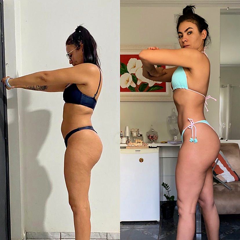 Antes e depois de aluna