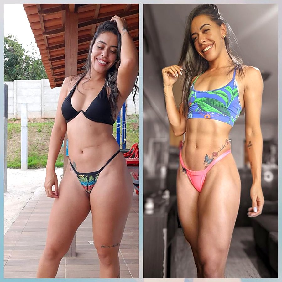 Antes e depois de aluna